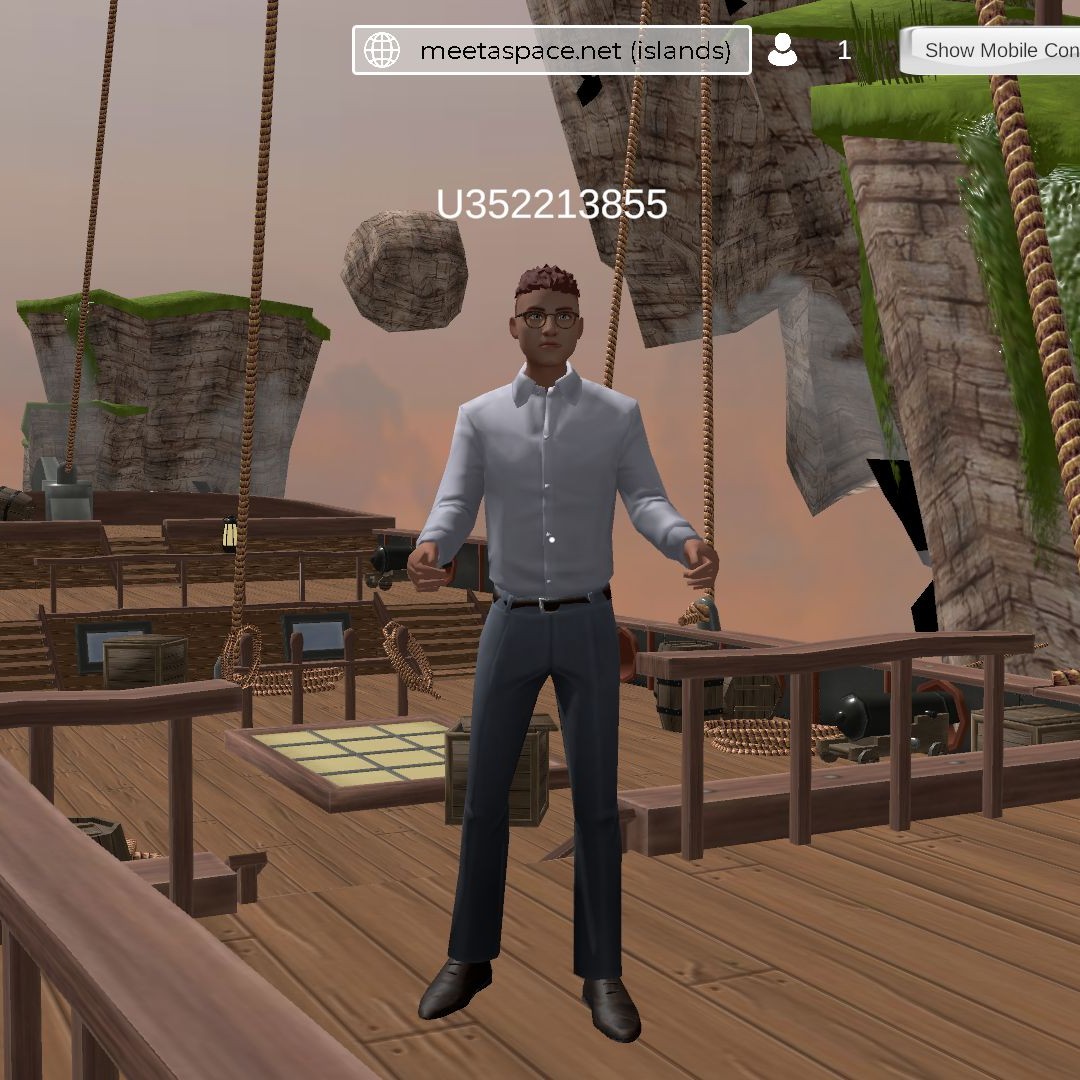 screenshot of a virtual Space in the metaverse with floating islands